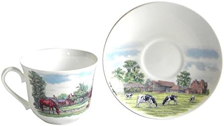 Roy Kirkham teacup i tanjur set sa engleskim krajolikom u finoj kosti Kina iz Engleske