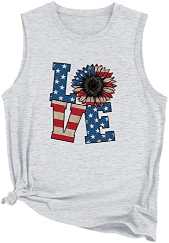 Baseball tenkovi za žene 4. juli Patriotska majica Amerika zastava Grafički prsluci Ležerne prilike bez rukava