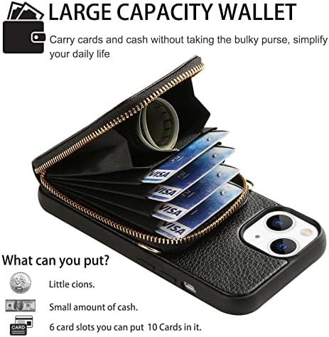 Torbica Whecthody Wallet Crossbody za iPhone 14 Plus, [6 slotovi kartice] Kožna torbica za zatvaranje kože sa RFID blokiranim držačem za ručni nosač torbica za torbu za iPhone 14 plus 6,7 inča-crna