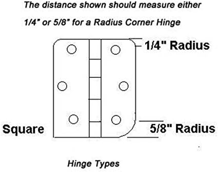Hardver dinastije 4 x 4 šarke za vrata, 5/8 radijus kuta, satenski nikl, 2-paket