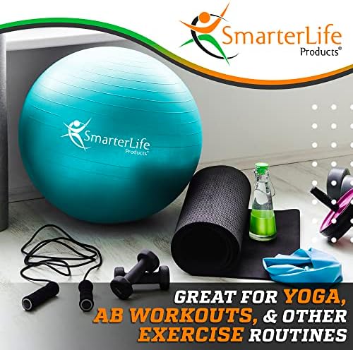SmarterLife vježbala lopta za fitness, jogu, ravnotežu, stabilnost ili rođenje, sjajno kao joga kuglična stolica