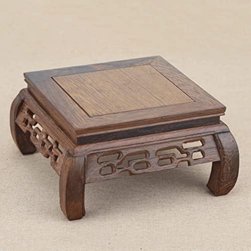 Zerodeko drveni kvadratni štand: vintage čajnik baza drva Bonsai pijedestal Buddha Ornament Riser