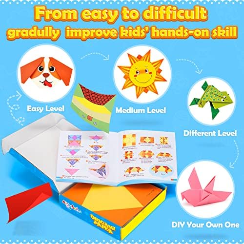 Aigybobo origami set, 308pcs Kids Craft Paper Kit s instruktivnom knjigom za djevojčice Starost 6,7,8,9,10,11,12,
