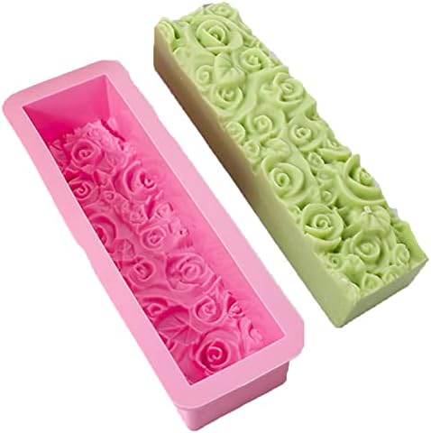 Ružičasti kalup za svijeće cvjetni pravokutnik ruža latica silikonska sapuna DIY ručno izrađeni alat