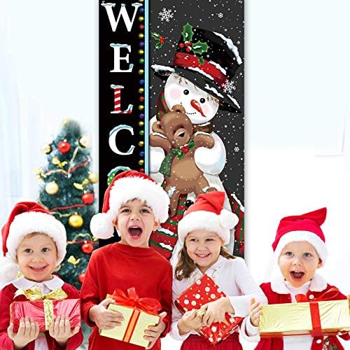 Božićno dobrodošao snjegonski fotografski vrata Banner Backdrop Tkanina Zima Slatka na otvorenom