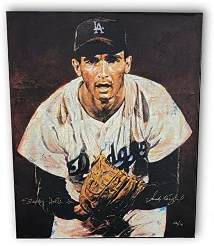 Sandy Koufax ručna potpisana autogramirana 29 X36 platno Stephen Holland Dodgers X / 170 - autogramena