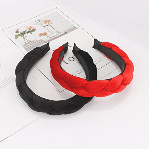 Gafatory Headbands za žene Crvena Puffy Head Band Criss Cross hair Accessories Black Velvet pletena traka za