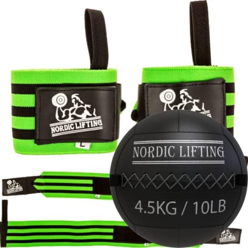 Nordic Lifting Super Heavy Duty oblozi za zapešće - zeleni snop sa zidnom loptom 10 lb