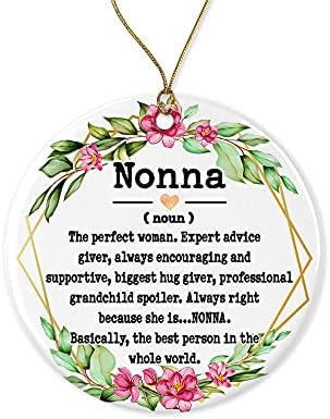 WolfeDesignPDD Nonna imenica Ornament - Božićni Ornament za Nonna-Ornament za Majčin dan - Nonna pokloni - Nonna definicija - uspomena štampana na obje strane, bijela