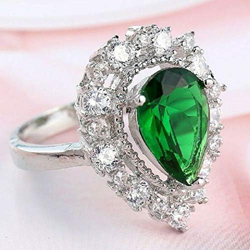 Ploy Pailin Antique žene nakit 925 Silver Emerald & Bijele safir prsten vjenčanje pokloni