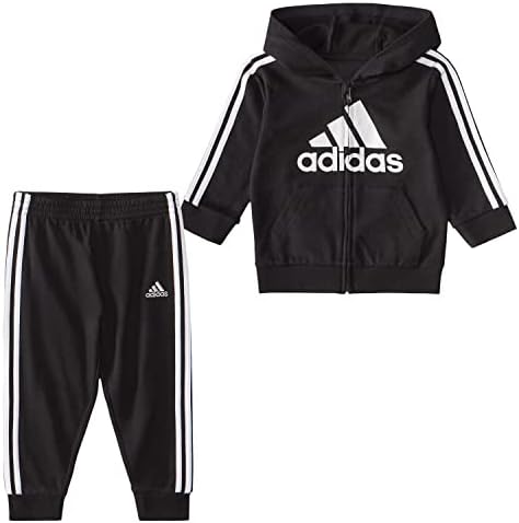 Adidas Boys Zip prednji francuski jakna sa kapuljačom i joggers set