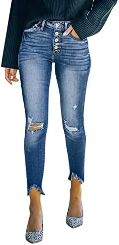 Skinny traperice za žene Mid džepovi Plava klasična ležerna plus veličine raširene traper