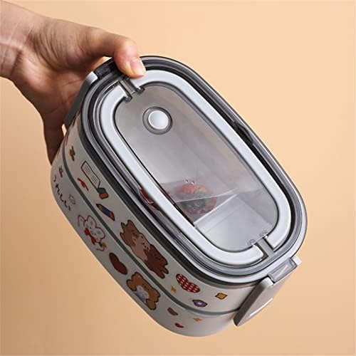 XDCHLK Slatka japanski stil ručka kutija za ručak Dvoslojni ručak Bento kontejner sa poklopcem za pohranu