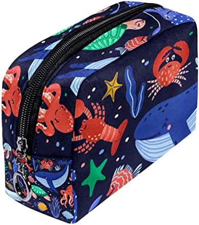 Toaletna torba, kozmetička torba za putovanja za žene muškarci, crtani riblji rakovi kornjače