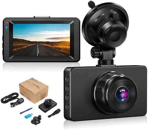 Dashcam 【2022 Nova verzija】 Dash Camera za automobile 1080p Full HD DVR nadzorne ploče 3 IPS zaslon