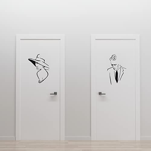 Toaletni naljepnici sa ženom i muškarcem - toalet znak za vrata, zidove sa damom i gospodom - set naljepnica