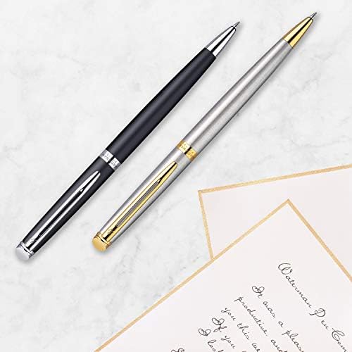 Waterman hémisphère hemijska olovka, mat crna sa zlatnim ukrasima, srednja tačka, plavo mastilo, Poklon kutija