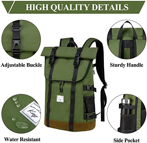 Kasqo backpack za muškarce, 17 inčni rolltop veliki kapacitet vodootporan školski školski fakultet za putničke knjige Casual Paypack
