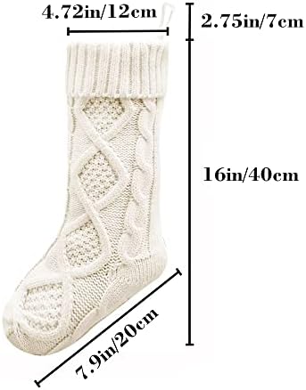 SunyPlay božićne čarape, 4 pakovanje 18 inča Veliki kabl pleteni ukrasi za čarape za odmor za odmor