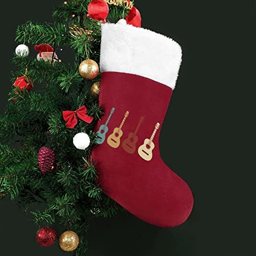Vintage gitara Božić viseći čarape za čarape za Xmas Tree Kamin za odmor Kućni kućni dekor