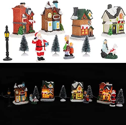 Veemoon osvijetljena Mini smola kuća Božić ukras ukras za djecu DIY poklon dekor