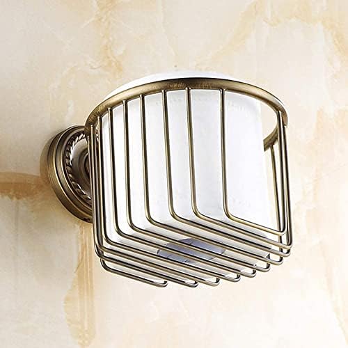 WHLMYH WC držač papira Držač rola, držač za papir na zidu Europski stil Mesing toaletni papir Košarica za ugradnju / mesing / 16x13x9.5cm