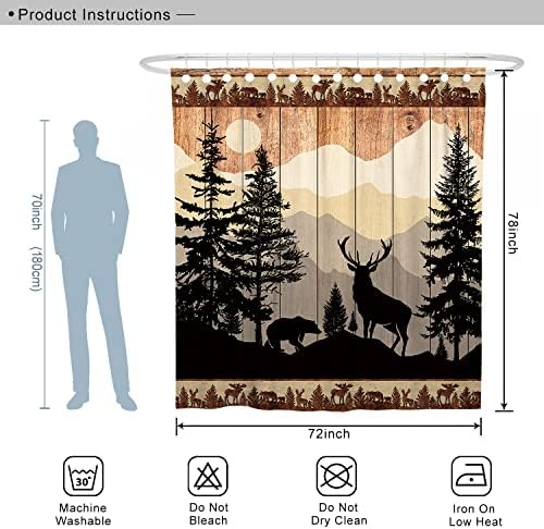 Witzest rustikalni medvjedi jelen set za zavjese šuma šuma šuma kabina zastolje za tuš za kupatilo