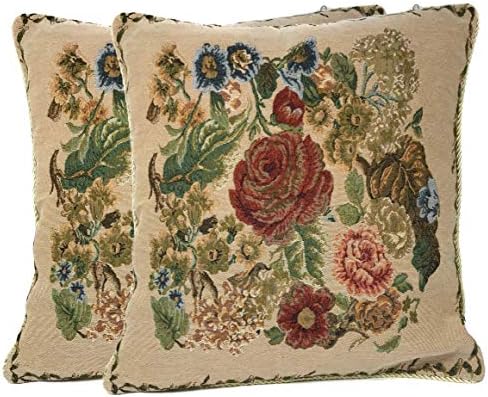 Tache 2 komada 18 x 18 inča opruga šarena cvjetna tkana tapiserija država rustikalna jutarnja livada