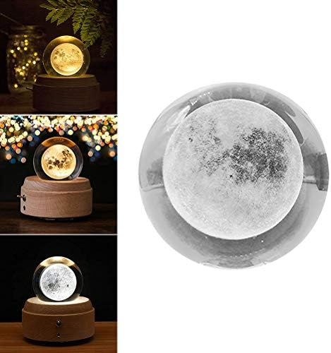 AMOSFUN Uredski uređeni za žene 3D Moon Crystal Ball Clear Planet Edukativna kugla Kozmički model urezana staklena lopta za kuću za kućnu dnevnu sobu Dekor uredskog ureda