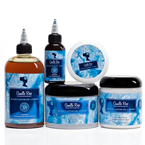 Camille Rose / crno ricinusovo ulje & Chebe kontrola Ivica / gel za jačanje i zaglađivanje za sjaj kose i oblikovanje-2 oz