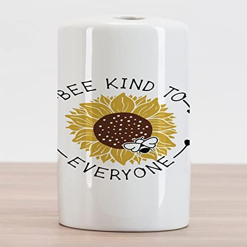 Ambesonne Sunflower keramička držač četkica za zube Pčela je svima da kažu da je slova za smeće ljetne