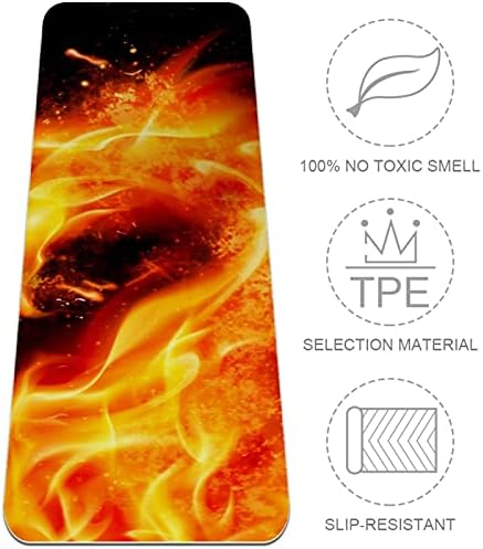Siebzeh Abstract Fire Dragon Head Premium Thick Yoga Mat Eco Friendly Rubber Health & amp; fitnes non Slip Mat