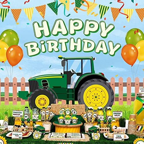 Imirell Boys traktor rođendan pozadina 7Wx5H noge Farmyard zelena trava traktor baloni i zastave poliester