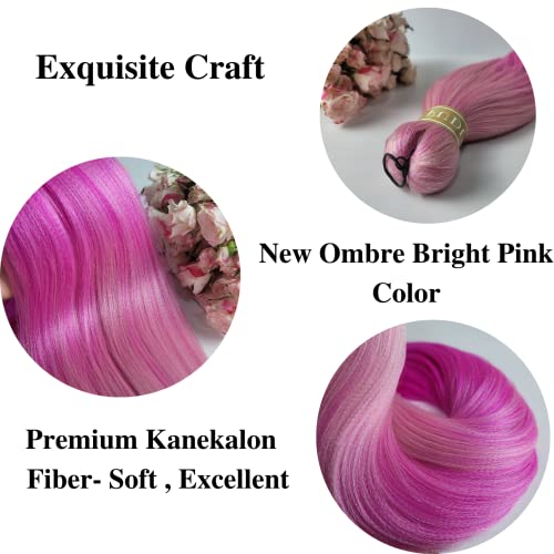 Ombre svijetlo ružičasta kosa za pletenje Pre rastegnute pletenice ekstenzije za kosu Pre rastegnuta