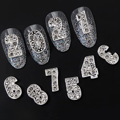 DANNEASY 30kom Broj čari za nokte srebrni dragulji za nokte kamenčići za nokte i čari 3d nail Art čari za nokte nakit za nokte za DIY Craft dekoraciju
