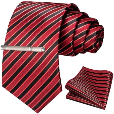 Karirana kravata sa svilenom prugom RBOCOTT i džepni kvadrat sa setovima kopči za kravatu za muškarce