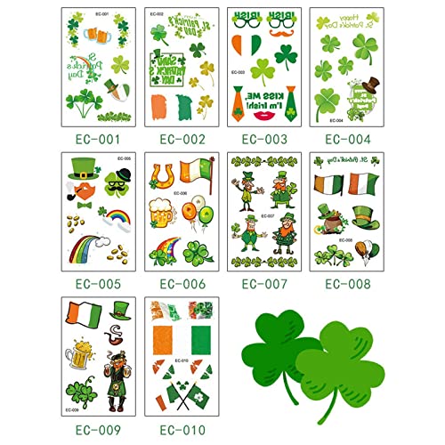 Sveti Patricks Dan Dekorativne tetovaže zelene irske privremene tetovaže naljepnice za djecu Muškarci