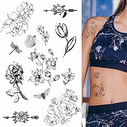 Tattoonova 24 listova Privremena tetovaža Žene odrasli cvjetni djevojku Party Favors Arrow Body Face