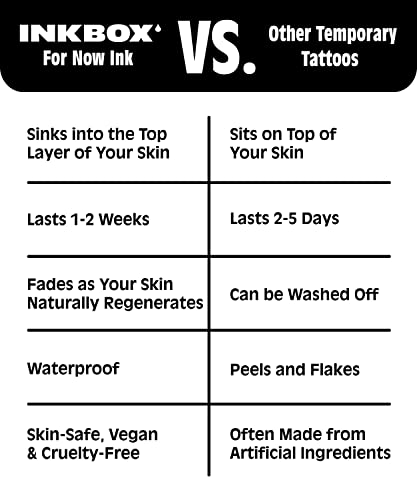 Inkbox Privremene tetovaže, polu-stalna tetovaža, jedna premium Lako dugotrajna tetovaža otporna na vodu za sada za sada tinta - traje 1-2 tjedna, obiluju, 4 x 4 u