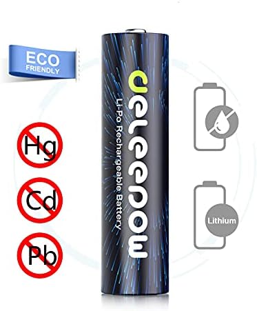Deleepow punjive AA baterije, 1,5v 3400mWh High Caccity litijum AA baterija 4 pakovanje 1500 ciklusa dugotrajna dvostruka baterija