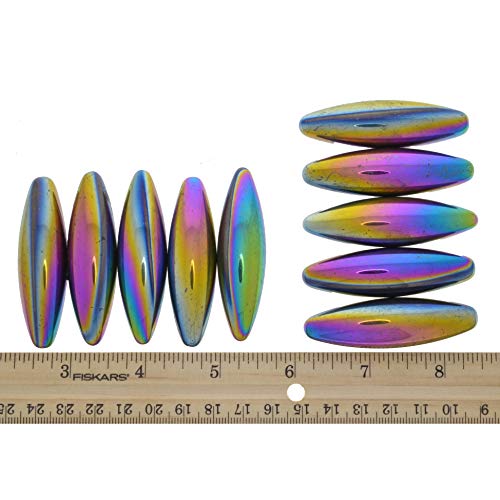 Hipnotički dragulji: 6 kom Rainbow Magnetic Hematite ovali-2.4 inch x 0.67 inča - Bulk feritni magneti