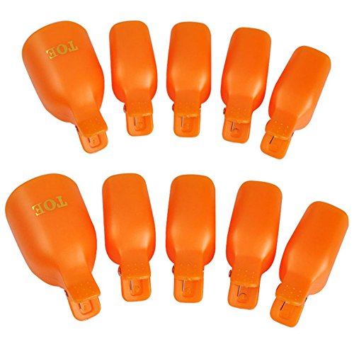 AKOAK 10 kom/Lot višekratna plastična umjetnost noktiju za upijanje kapica UV gel za uklanjanje laka omotač alata za čišćenje noktiju na nogama set za nokte na nogama (narandžasta)