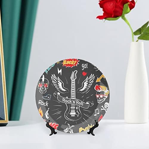 Rock Roll Punk lobanja 4 Keramička ukrasna ploča s ekran štandom viseće prilagođene godišnjice