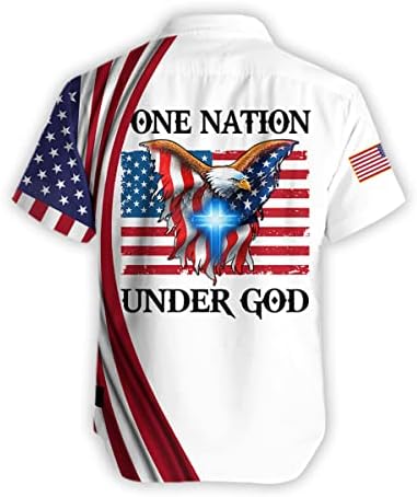 Jedna nacija pod Bogom američke košulje za muškarce za men-patriotsku Isusovu zastavu 1776