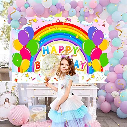 Rainbow Rođendanske zabave, Duge Backdrop Party Favori, Rainbow Tema Sretan rođendan Baner za djecu / odrasle