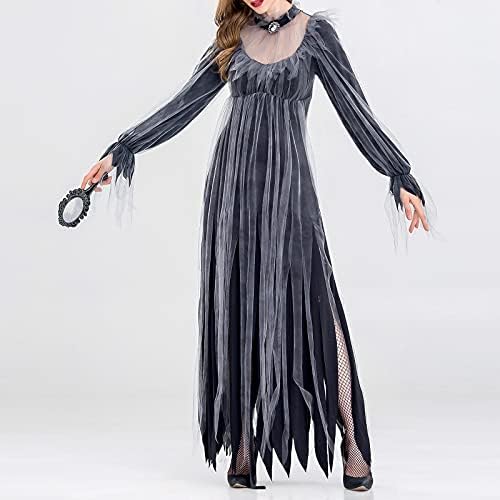 SHOPESSA Halloween Ghost Bride kostim ženske vještice Cosplay haljine dugih rukava Vintage tamna odjeća gotičke