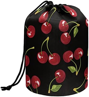 Poceacles Black Cherry uzorak vezice torbe za šminkanje za žene, putna kozmetička torba velikog kapaciteta multifunkcionalna Kanta toaletna torba Organizator džep za odlaganje