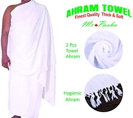MrPasha Ahram Ihram Ehram za muškarce za Umrah i Hajj - 2 komada bijelog higijenskog prirodnog ručnika