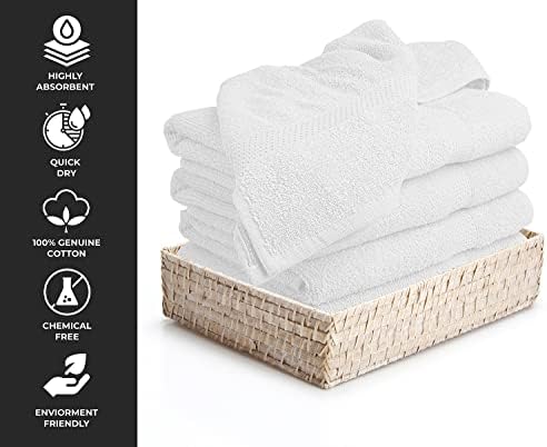 ALLEY 6 paket ručnika za kupanje 24x46 Luksuzni pamučni ručnici idealan za bazen teretana Spa hotel tuš kućni kupatilica ručnici upijaju laganu bijelu bijelu
