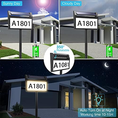 Znak broja solarne kuće, Vanjska Adresna ploča sa LED osvjetljenjem deerdance sa pametnom kontrolom, 3-boja u 1 vodootporno svjetlo za kućni broj na solarni pogon sa kočićima za vanjski dom, Dvorište, ulicu, kuću